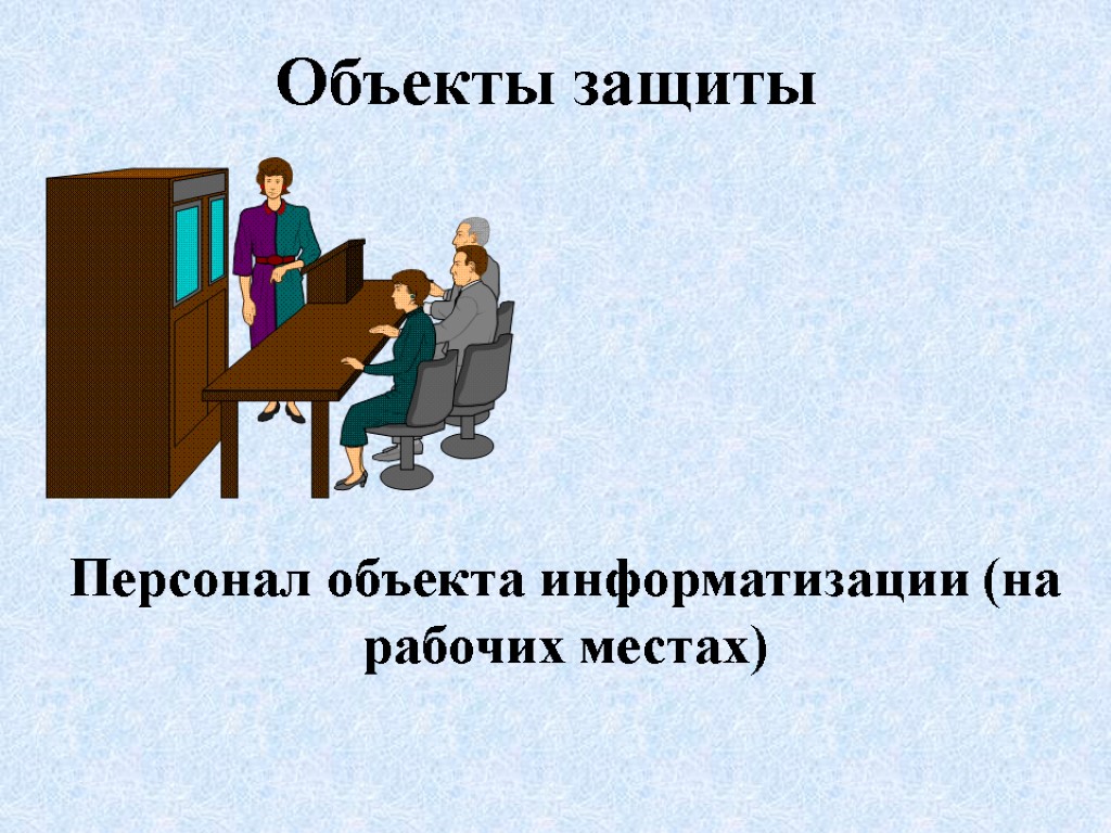 Объекты защиты Персонал объекта информатизации (на рабочих местах)